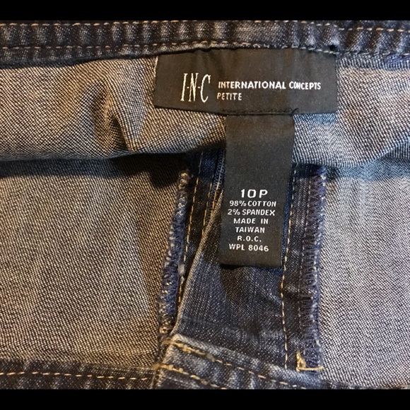INC Denim Skirt Size 10 Petite  International Concepts Denim Fit Flare Split - Picture 9 of 10